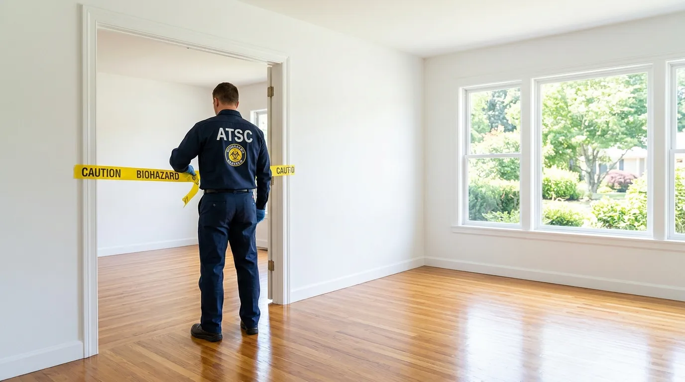 Certified biohazard cleanup crew performing Decomposition Cleanup in Heathrow